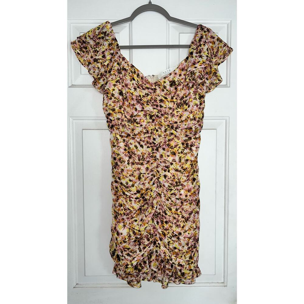 ASTR the Label dress floral ruched chiffon minidress - size S - OE